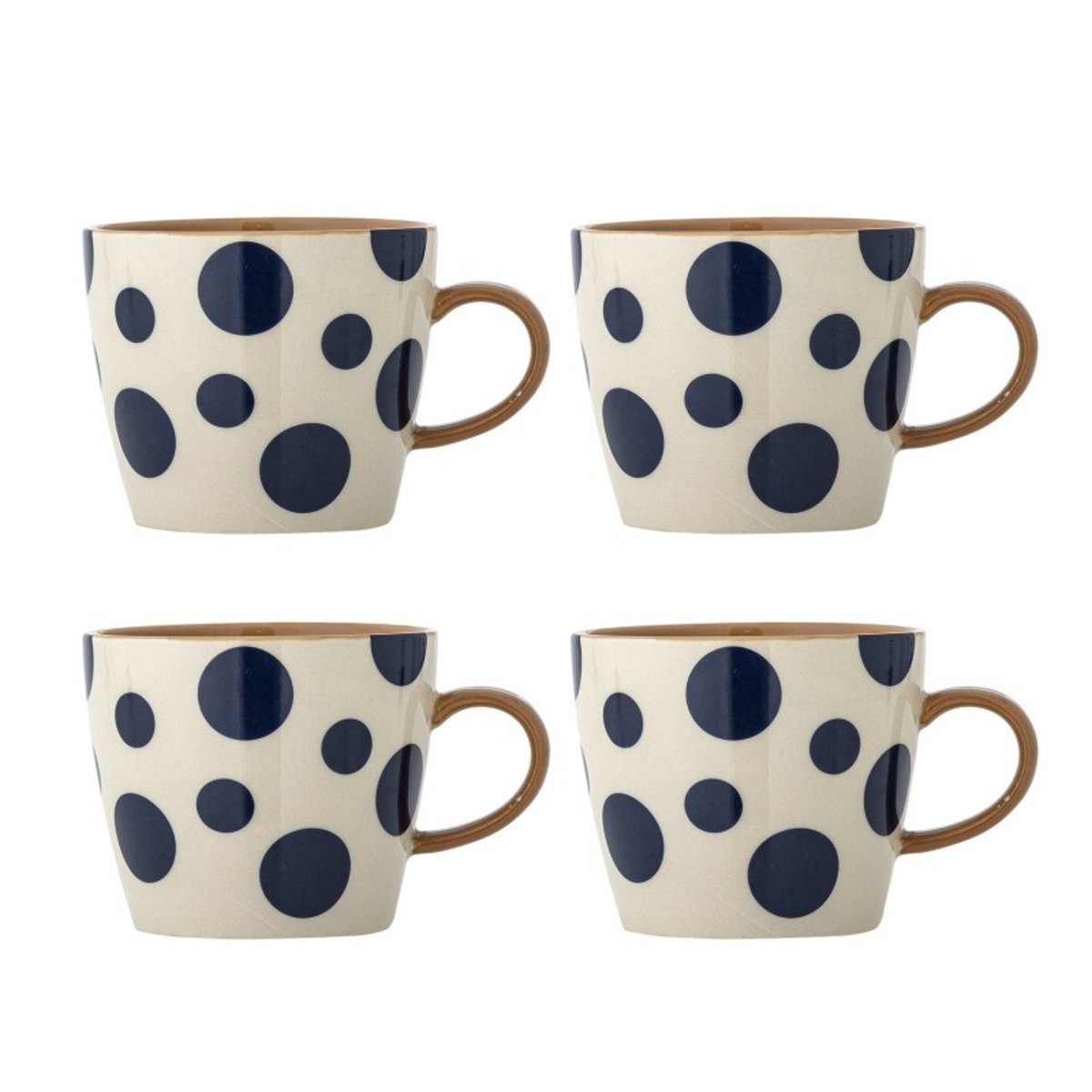 Mugs grès à pois Miri set de 4 bleu, BLOOMINGVILLE