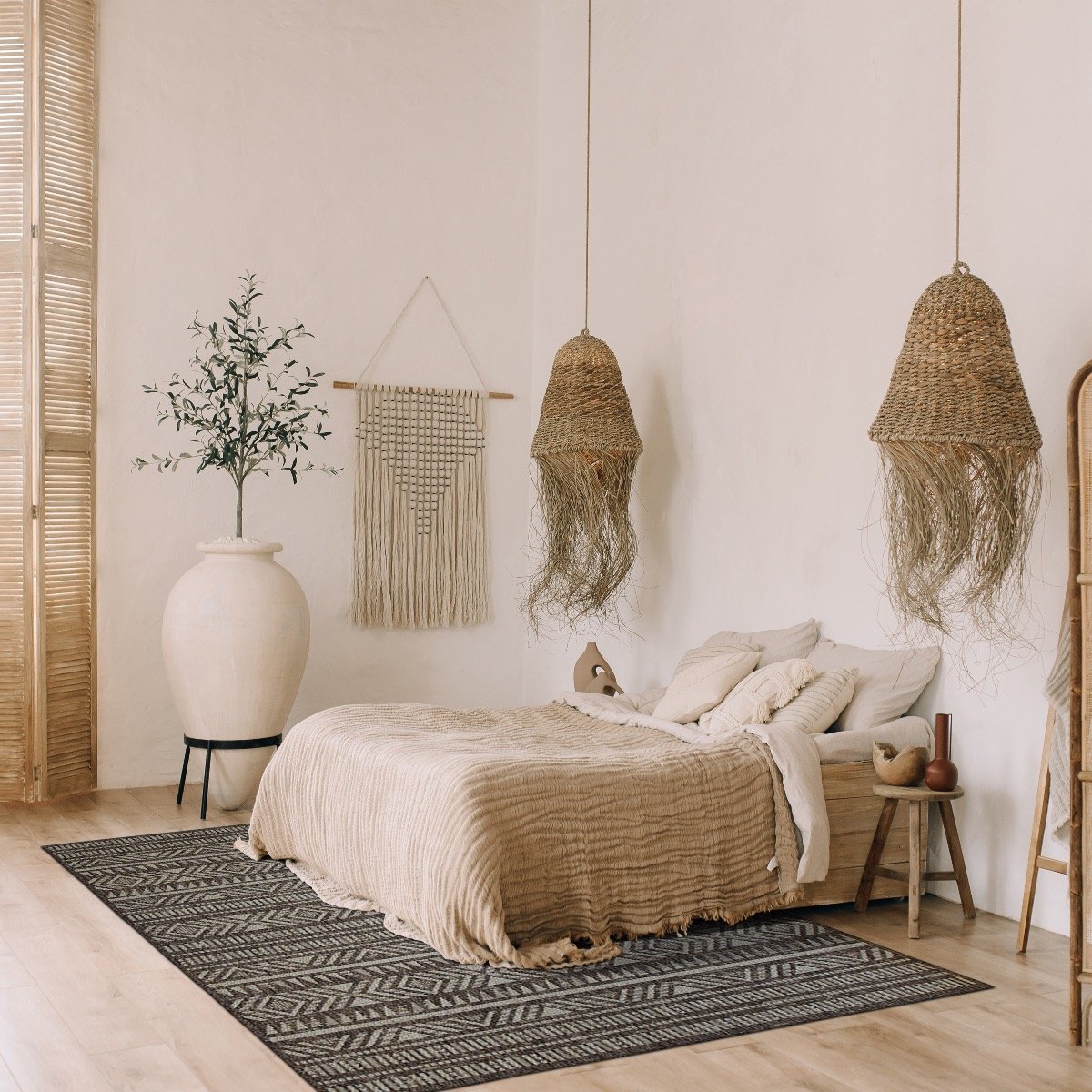 Tapis salon aspect jute motif TERRAIN ETHNIQUE ethnique, THE DECO FACTORY