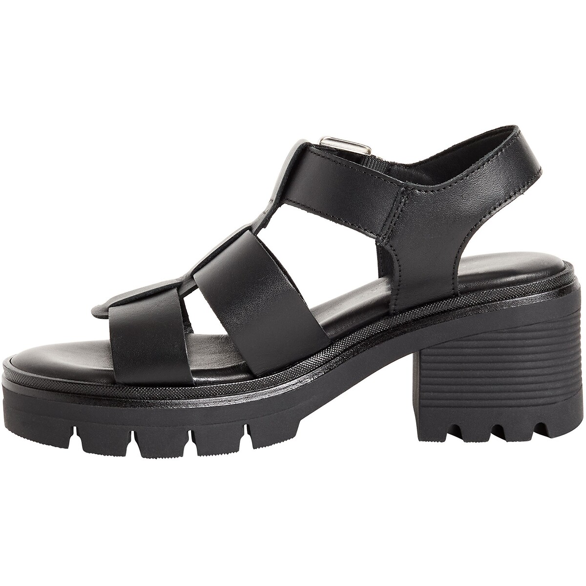 Chunky sandalen met hak, leer zwart, TAMARIS