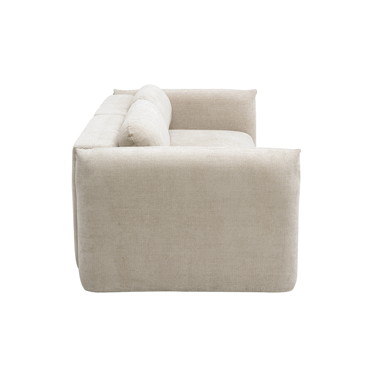 Canapé convertible 4 places avec coffre en tissu velours chenille beige SWELL beige, MILIBOO
