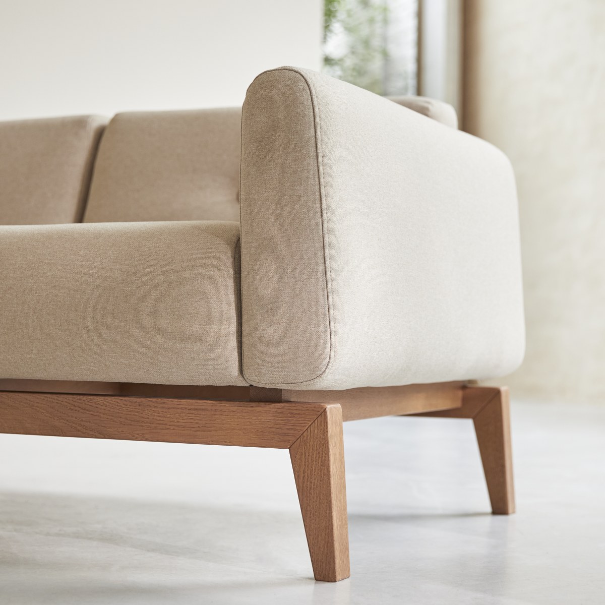 Canapé droit en Tissu massif, BJORN beige, TIKAMOON