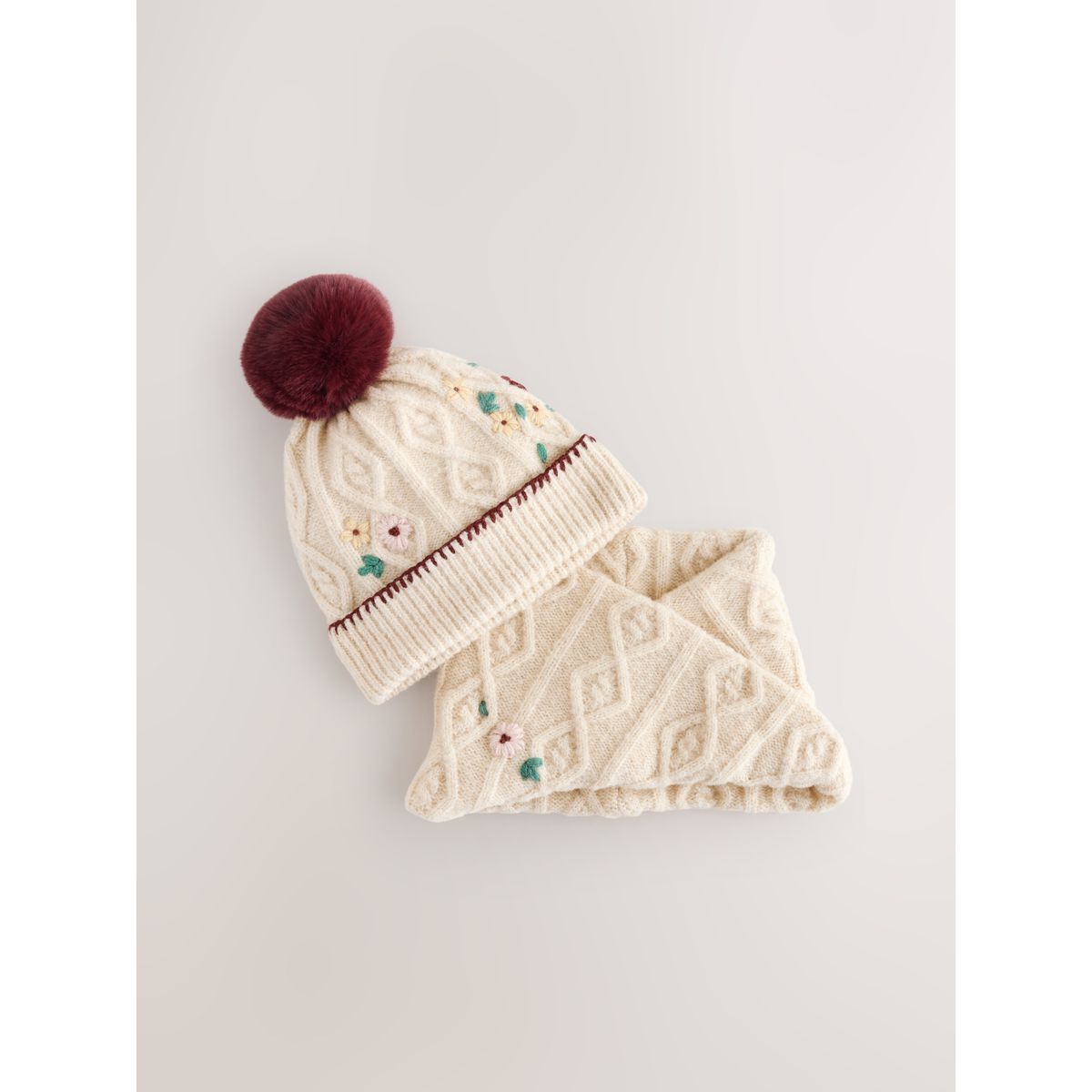Ensemble bonnet et snood rouge bordeaux, NEXT
