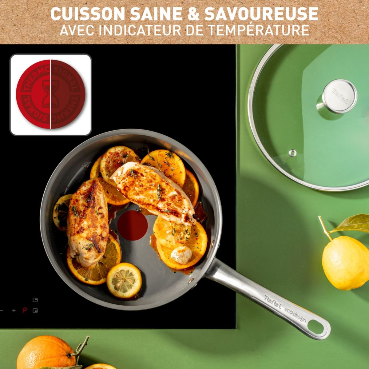 Sauteuse Manche fixe Renew+ 24cm avec couvercle blanc, TEFAL