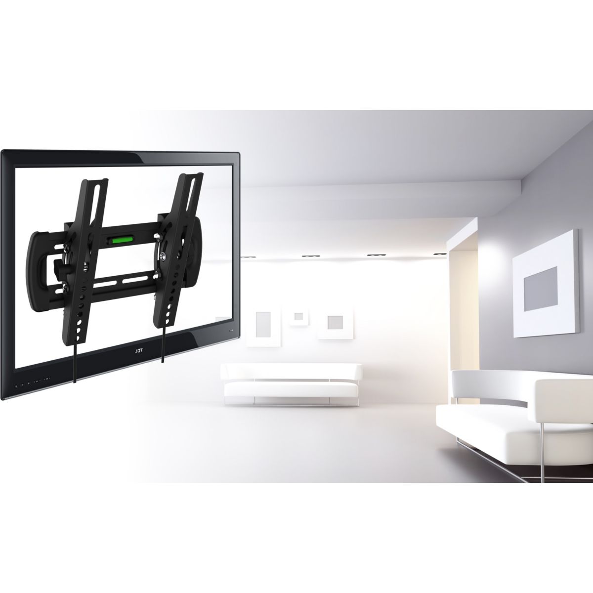 Support mural TV Inclin'TV 19-28'' couleur unique, ESSENTIEL B