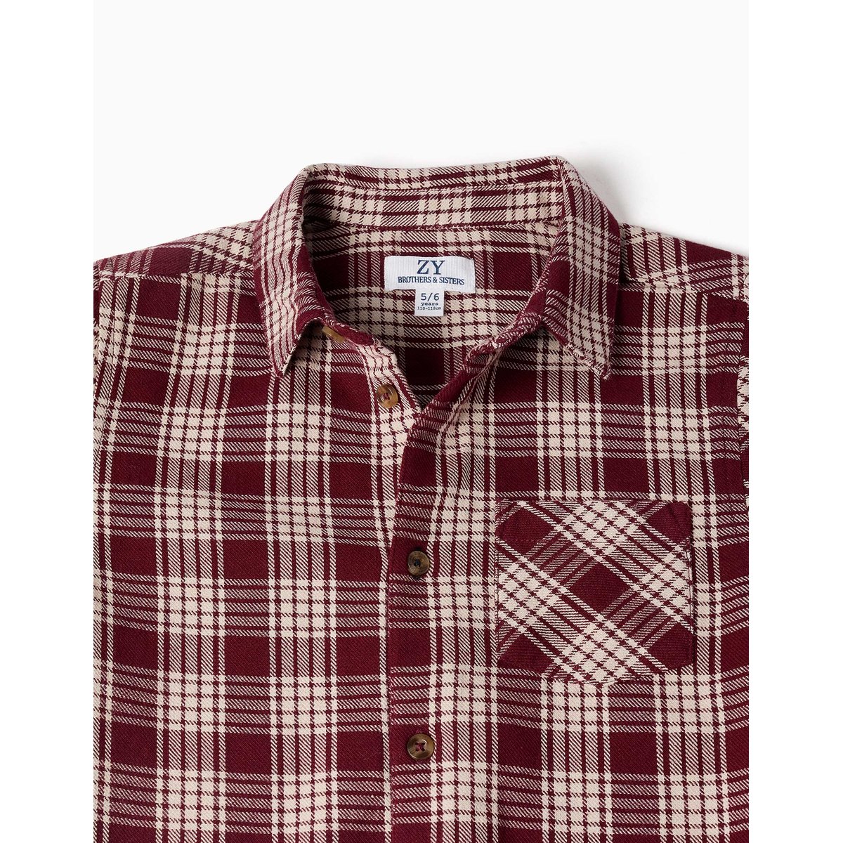 Chemise en coton à manches longues à carreaux You&Me rouge foncé, ZIPPY