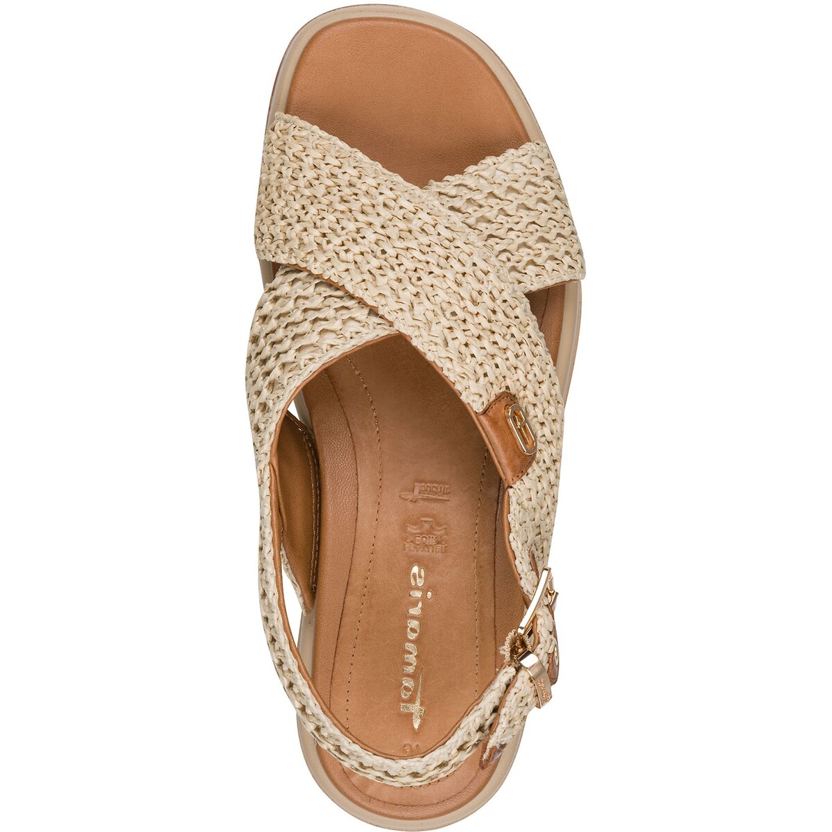 Sandales plates, semelle épaisse beige, TAMARIS