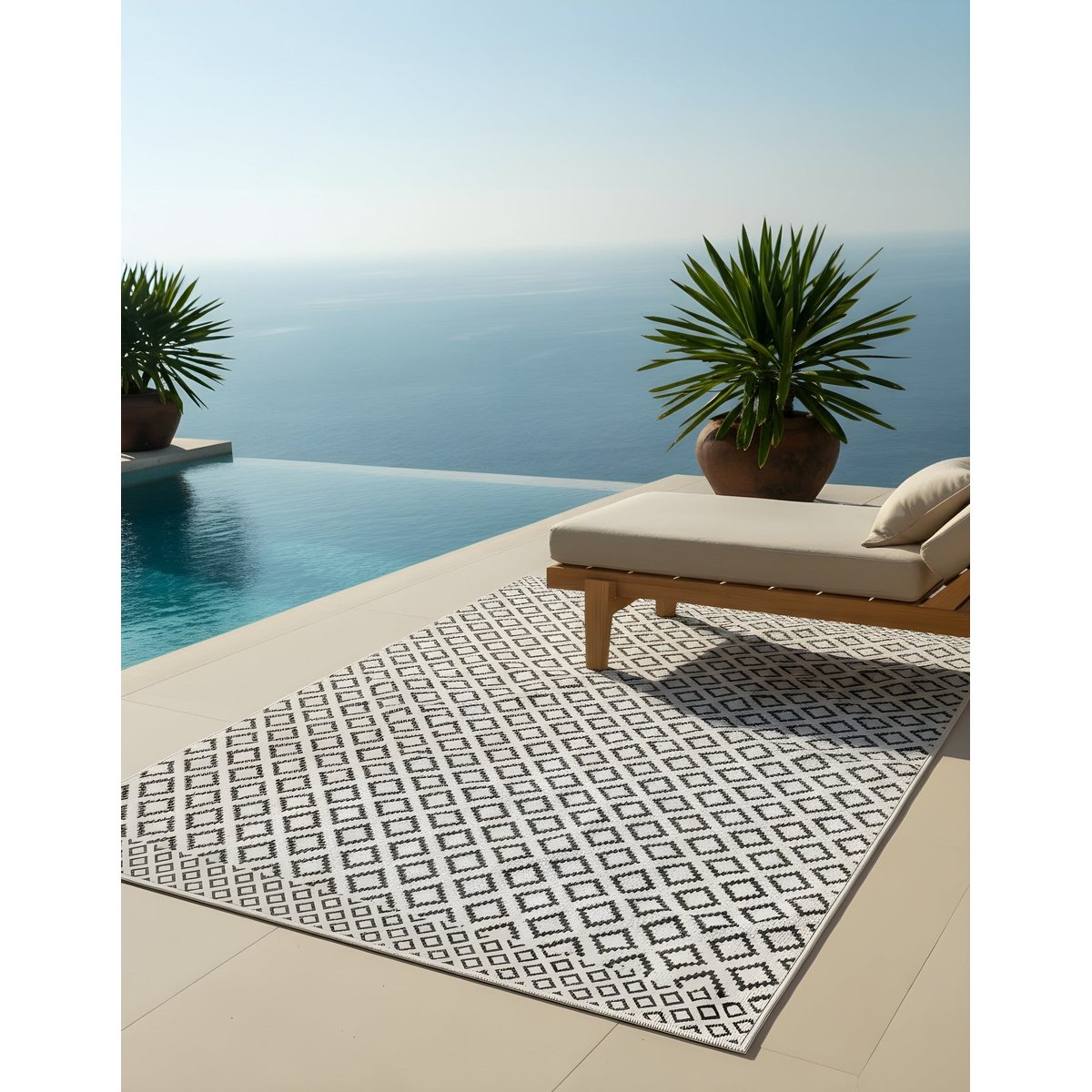 Tapis design d'intérieur et extérieur ZANZIBAR noir intense, AFK LIVING