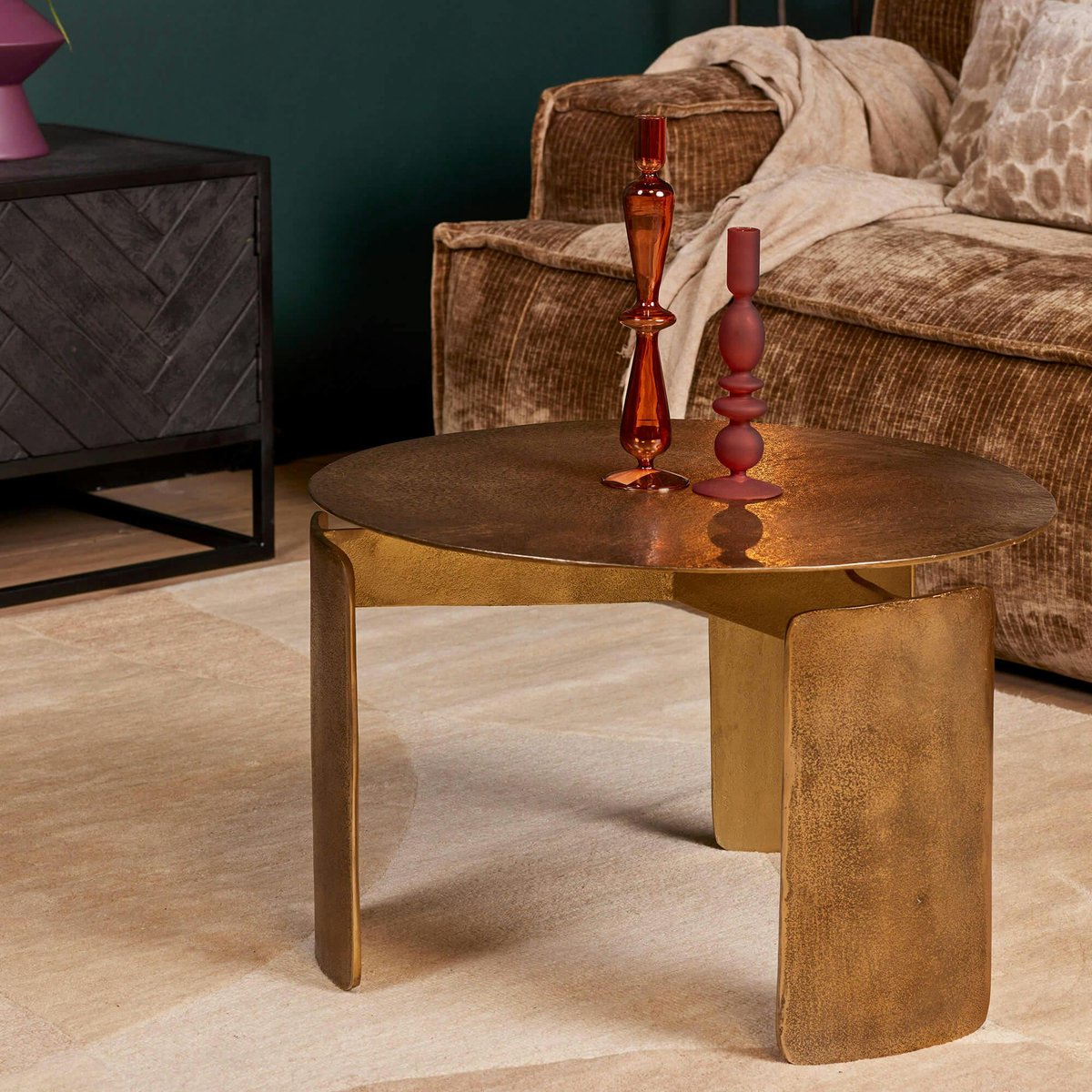 Table basse ronde en métal doré Ø60 cm KANO doré, PIER IMPORT