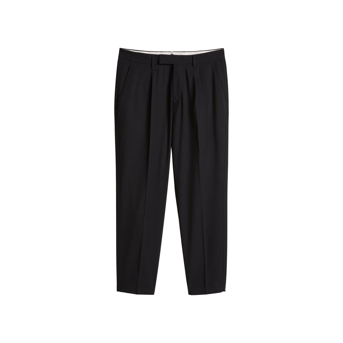 Pantalon modèle Belsbo pleats relaxed en laine mélangée estivale bleu foncé, MARC O'POLO