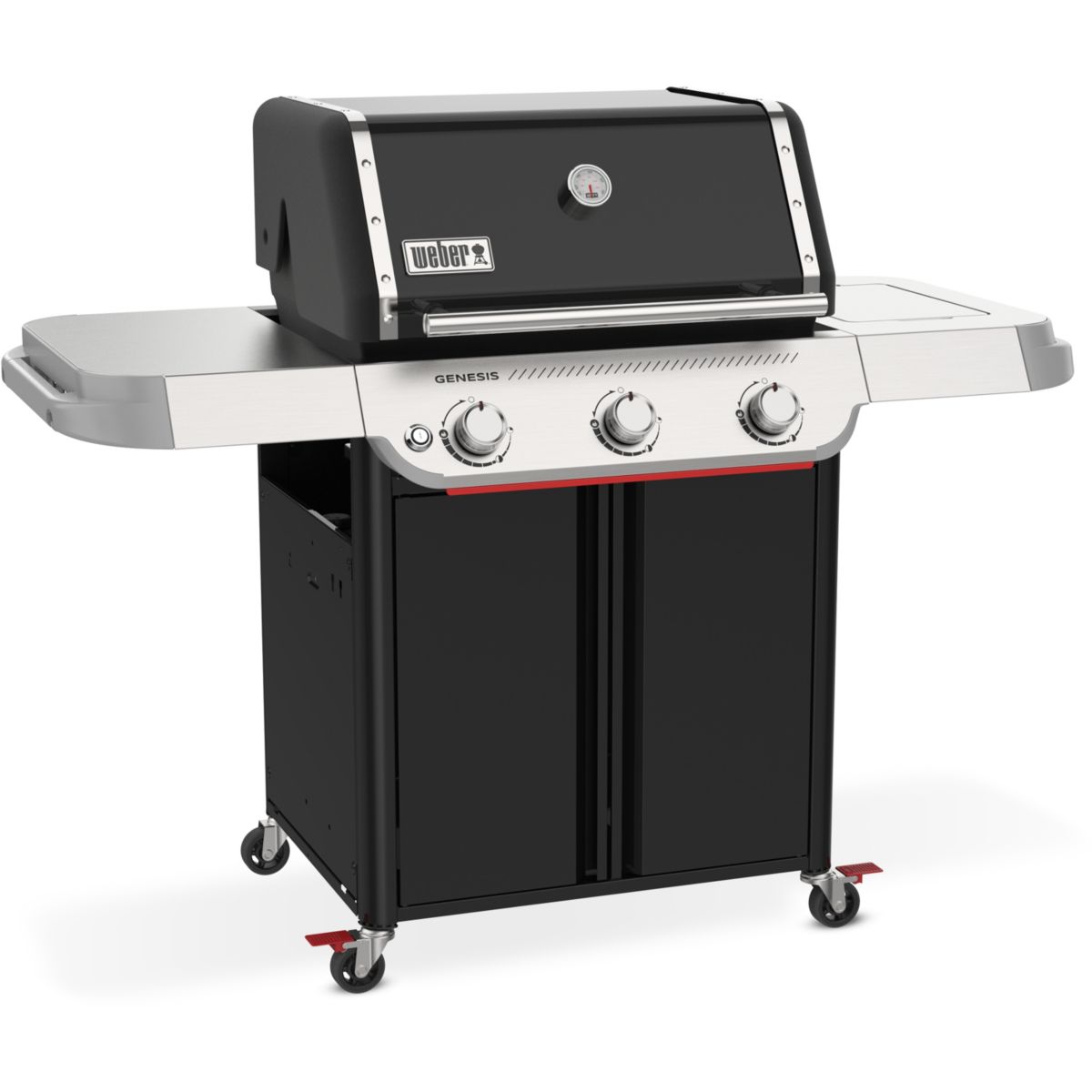 Barbecue gaz Genesis E-315W Plancha, sur chariot, 3 brûleurs, surface de cuisson 68 x 48 cm noir, WEBER