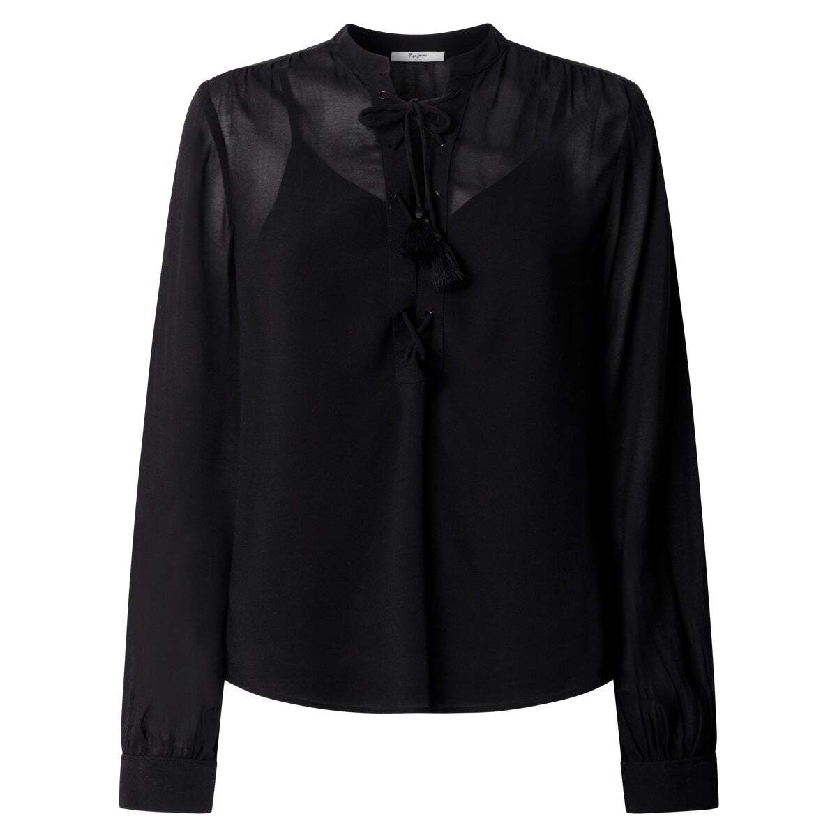 Blouse Semi-Transparente À Col En V noir, PEPE JEANS
