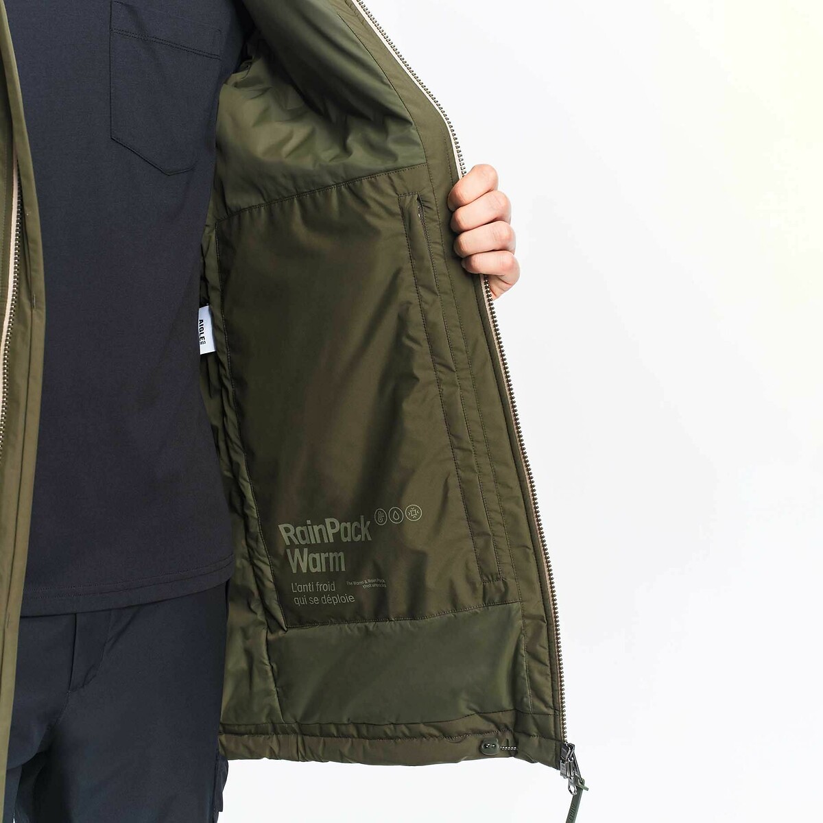 Parka larga impermeable unisex MTD caqui, AIGLE