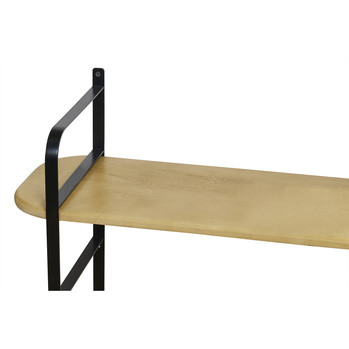 Étagère murale en bois manguier massif et métal noir L122 cm AKINA chêne clair, MILIBOO