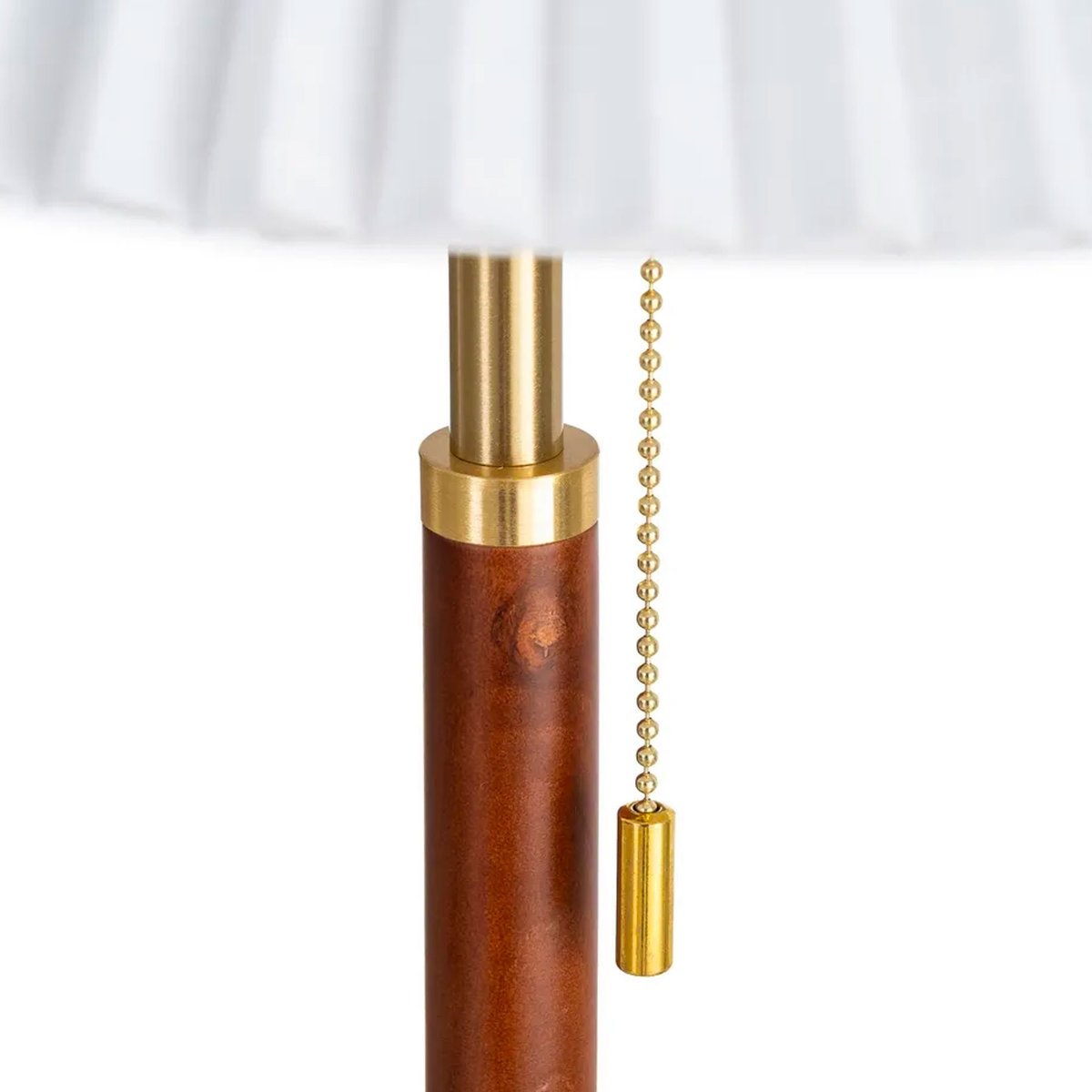 Lampe à poser à tirette bois de frêne et abat-jour plissé blanc 31x31x50cm bois, WADIGA