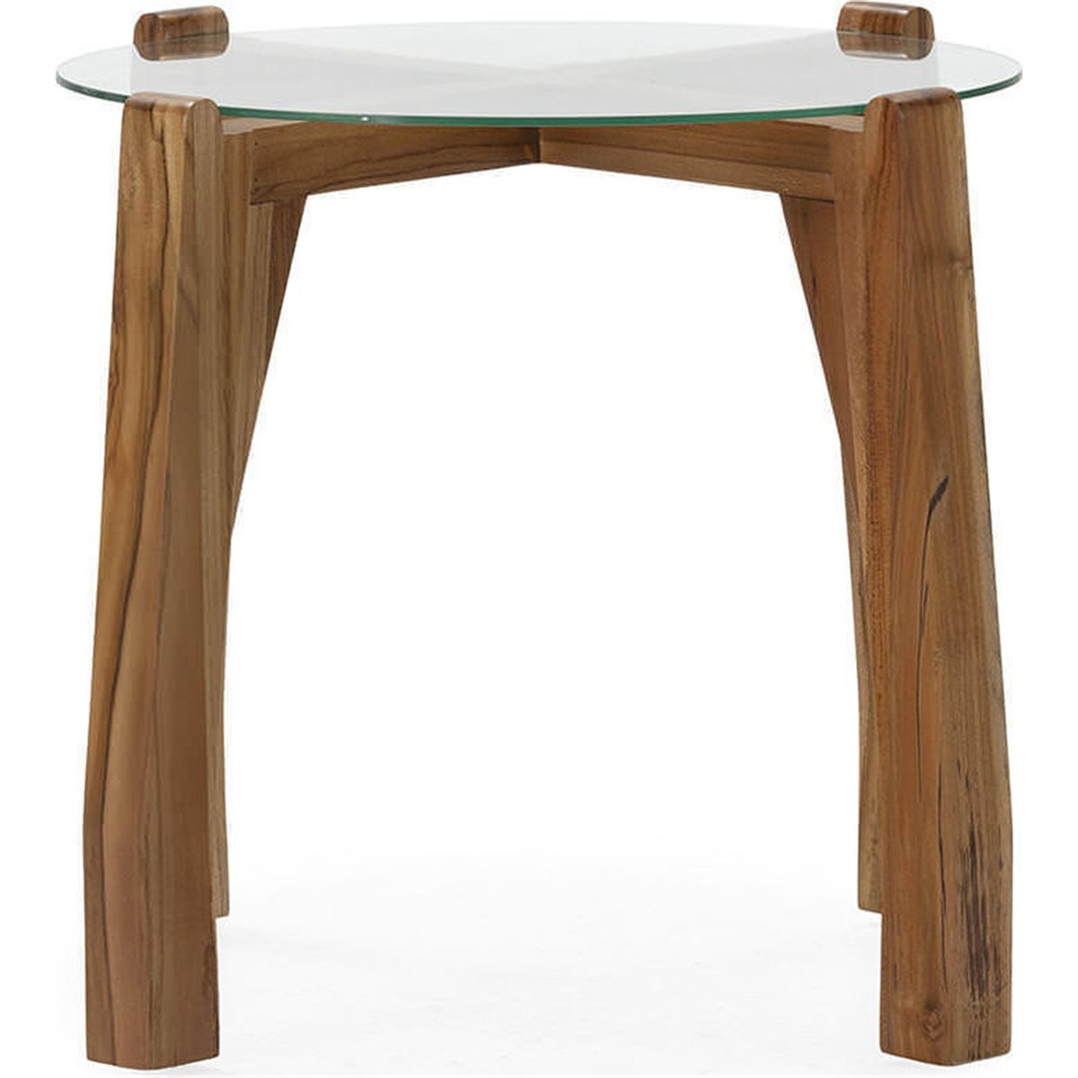Table d'appoint en teck massif et verre naturel, RECOLLECTION