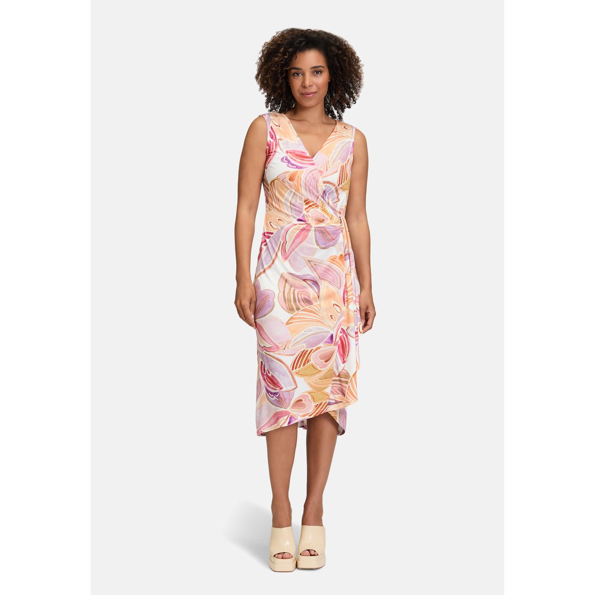 Robe en jersey à fronce cream/rosé, CARTOON