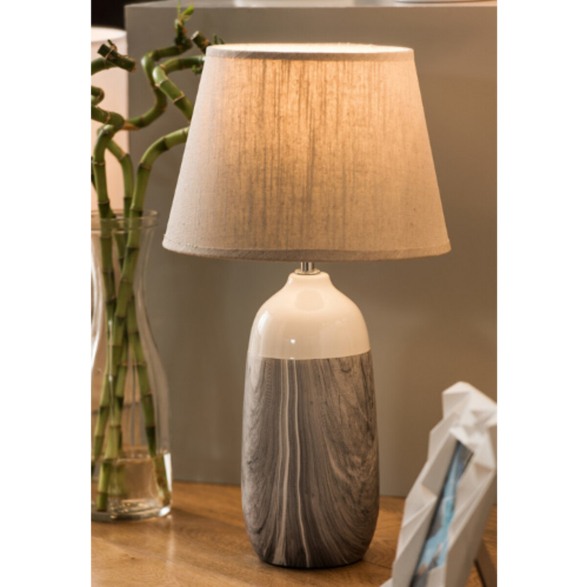 Waverley Marble Effect Ceramic Table Lamp in Grey grey, SO'HOME