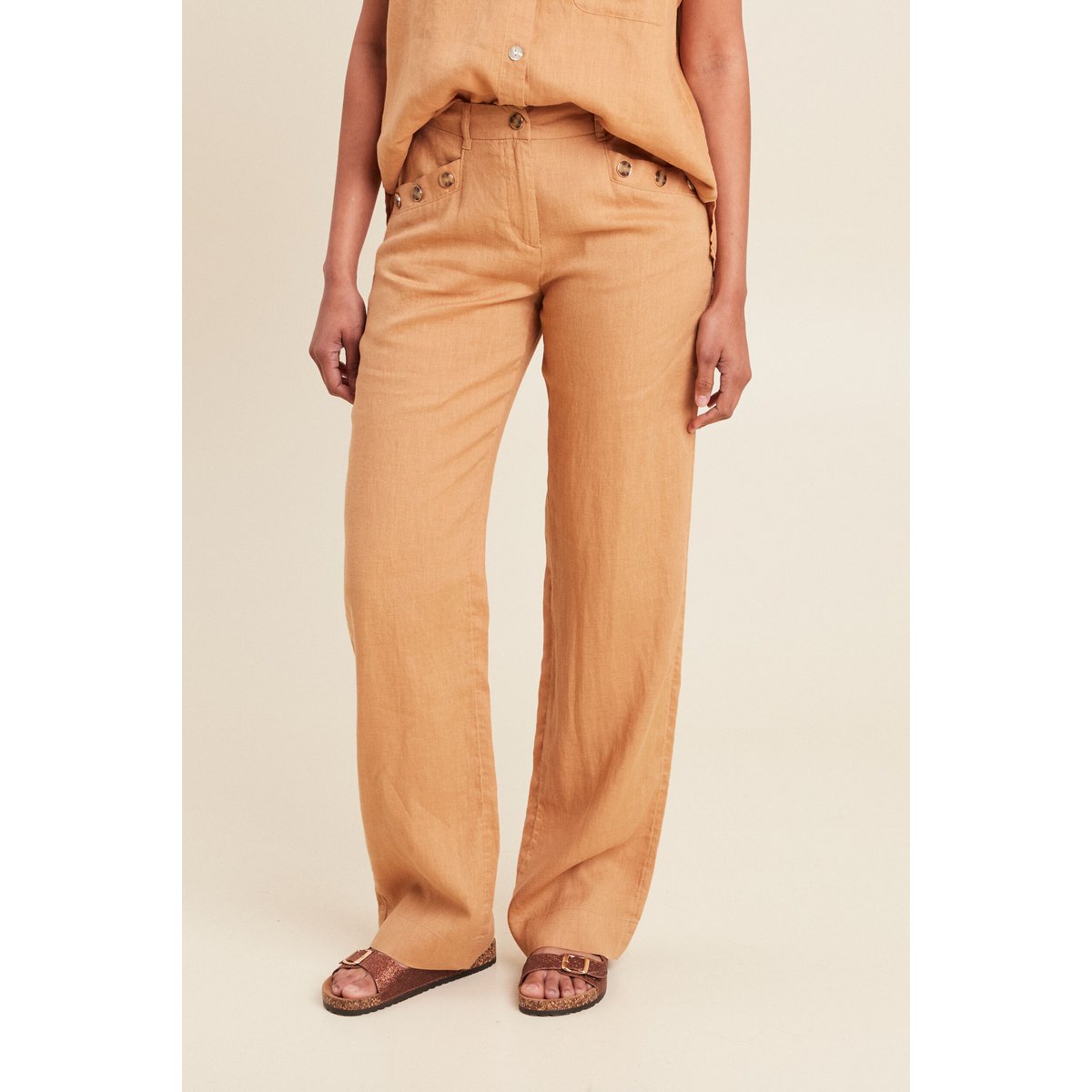 Pantalon fluide taille haute beige, BREAL