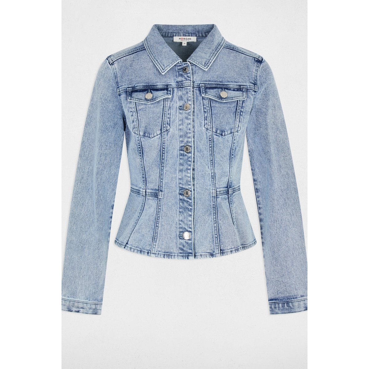 Veste jean ajustée denim double stone, MORGAN