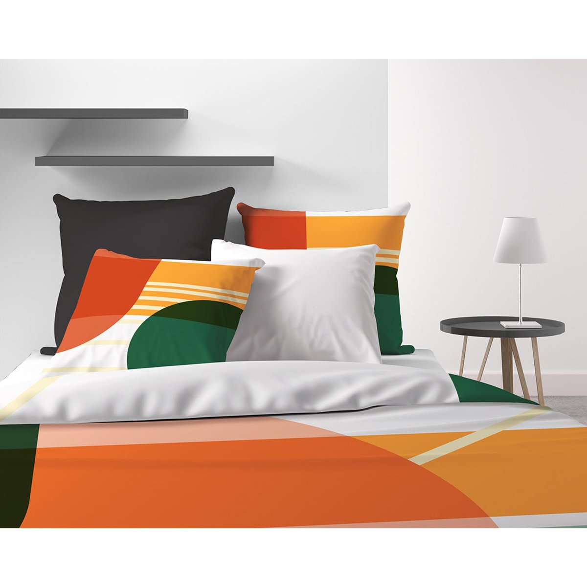 Parure housse de couette coton, Zoom multicolore, C DESIGN HOME TEXTILE
