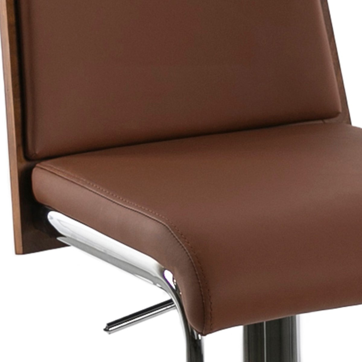 Tabouret en simili et acier chromé marron | noyer | acier, ANGEL CERDA