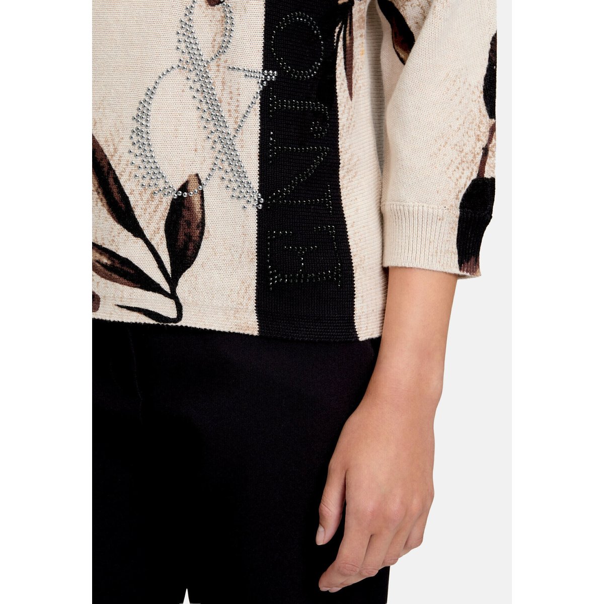 Pull-over en maille à manches chauve-souris beige/marron, BETTY BARCLAY