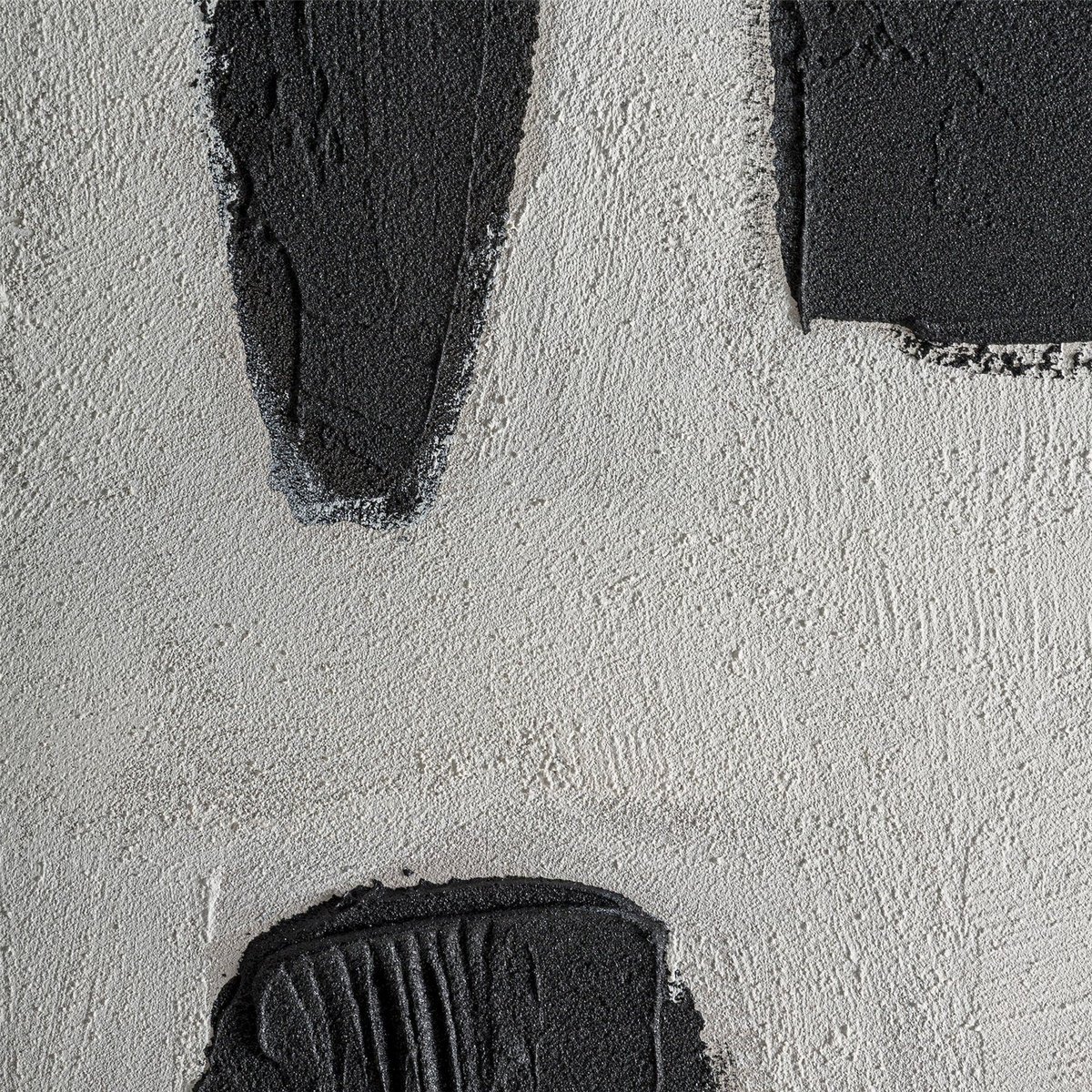 Tableau abstrait sur toile noir et bois brun, RECOLLECTION