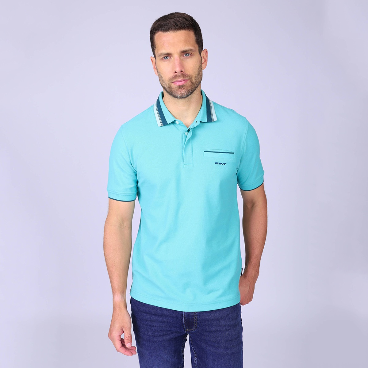 Polo Hervin bleu turquoise, MISE AU GREEN