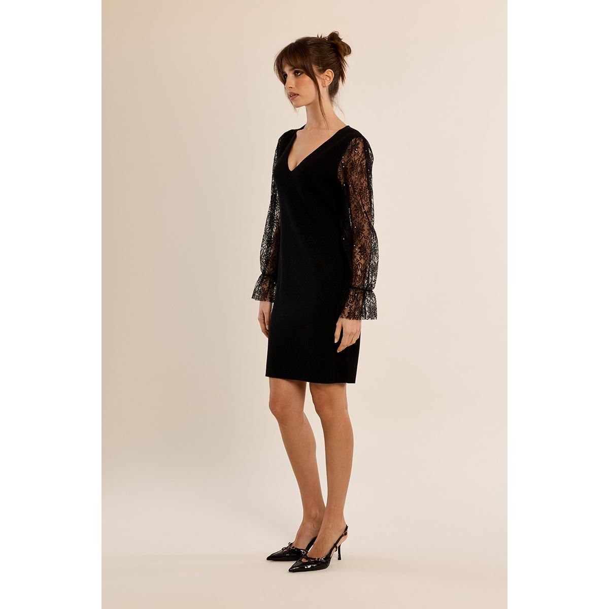 Robe manches en dentelle noir, MOLLY BRACKEN