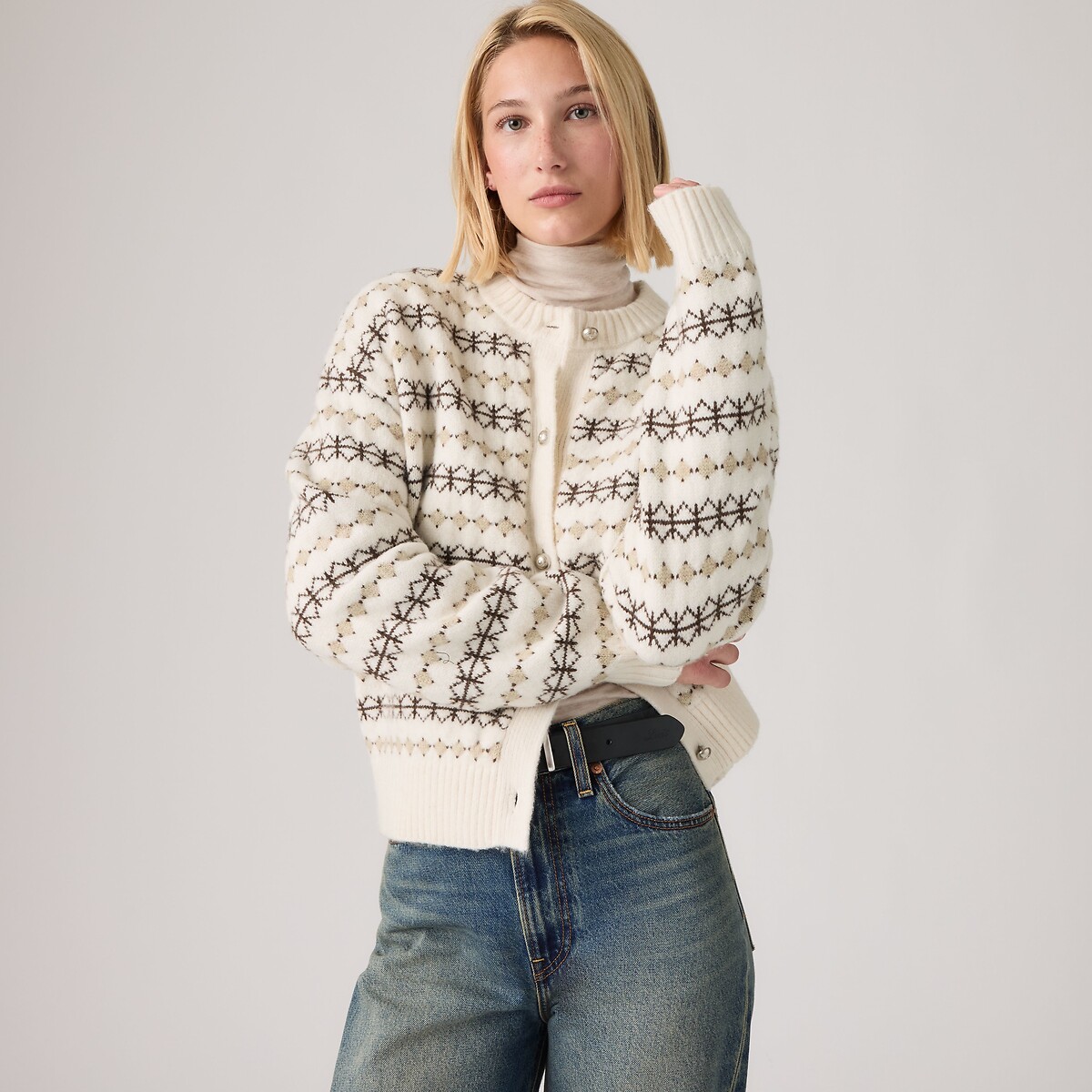 Chaqueta de cuello redondo, CHARLOTTE rayas crudo/marrón, LEVI'S