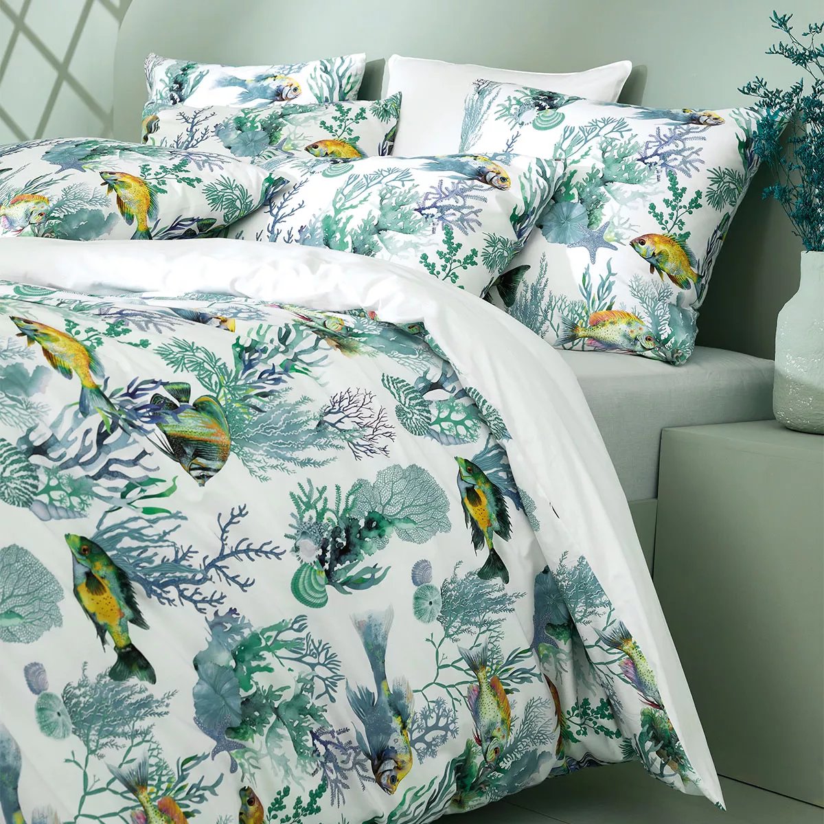 Parure de lit percale de coton NAIA blanc, GARNIER THIEBAUT