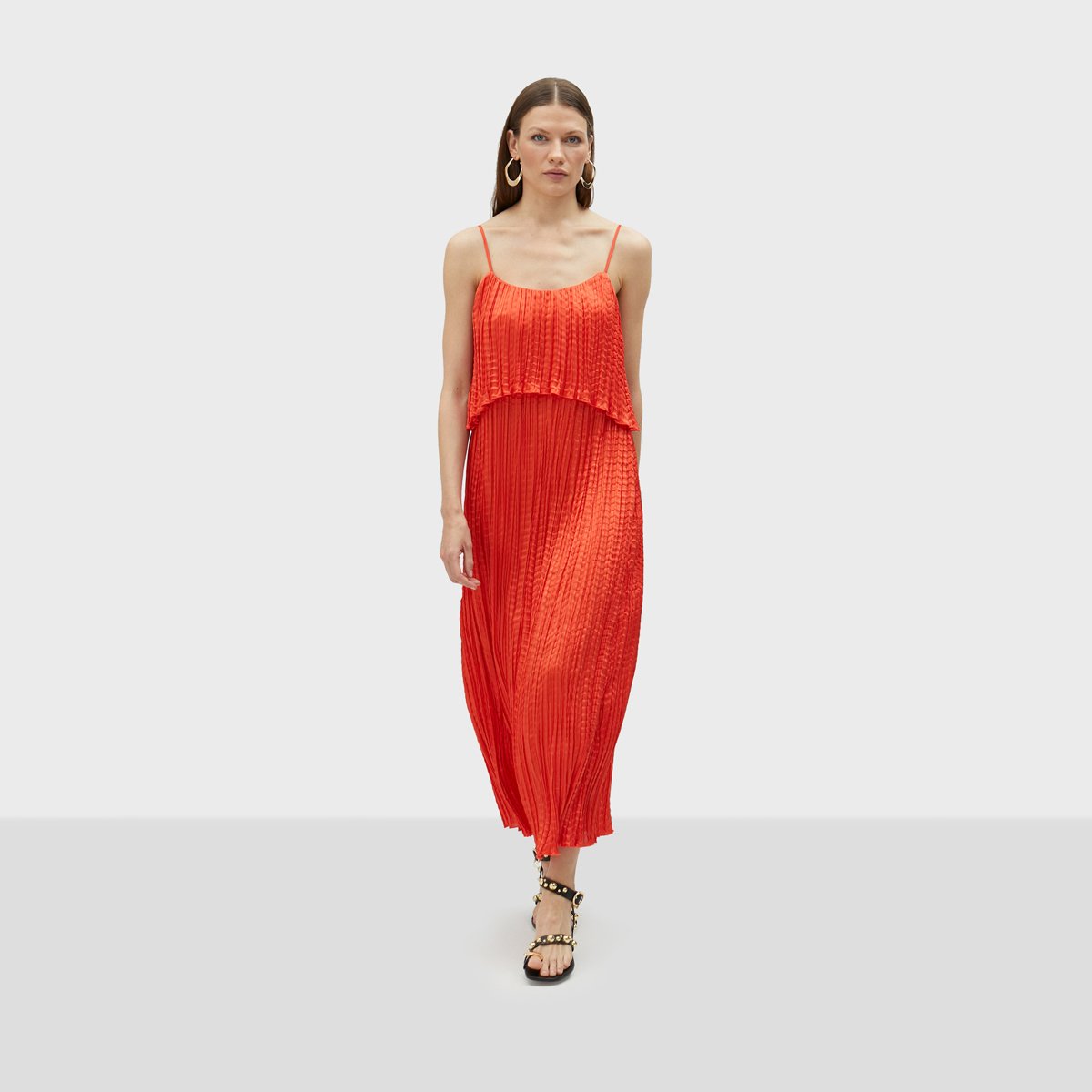 Robe longue à bretelles fines orange, LOLA CASADEMUNT