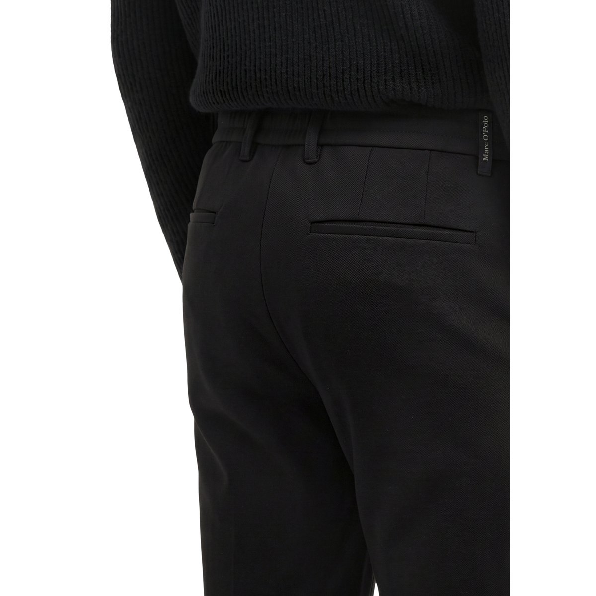 Pantalon modèle Morot Jogger fuselé en jersey interlock doux noir, MARC O'POLO