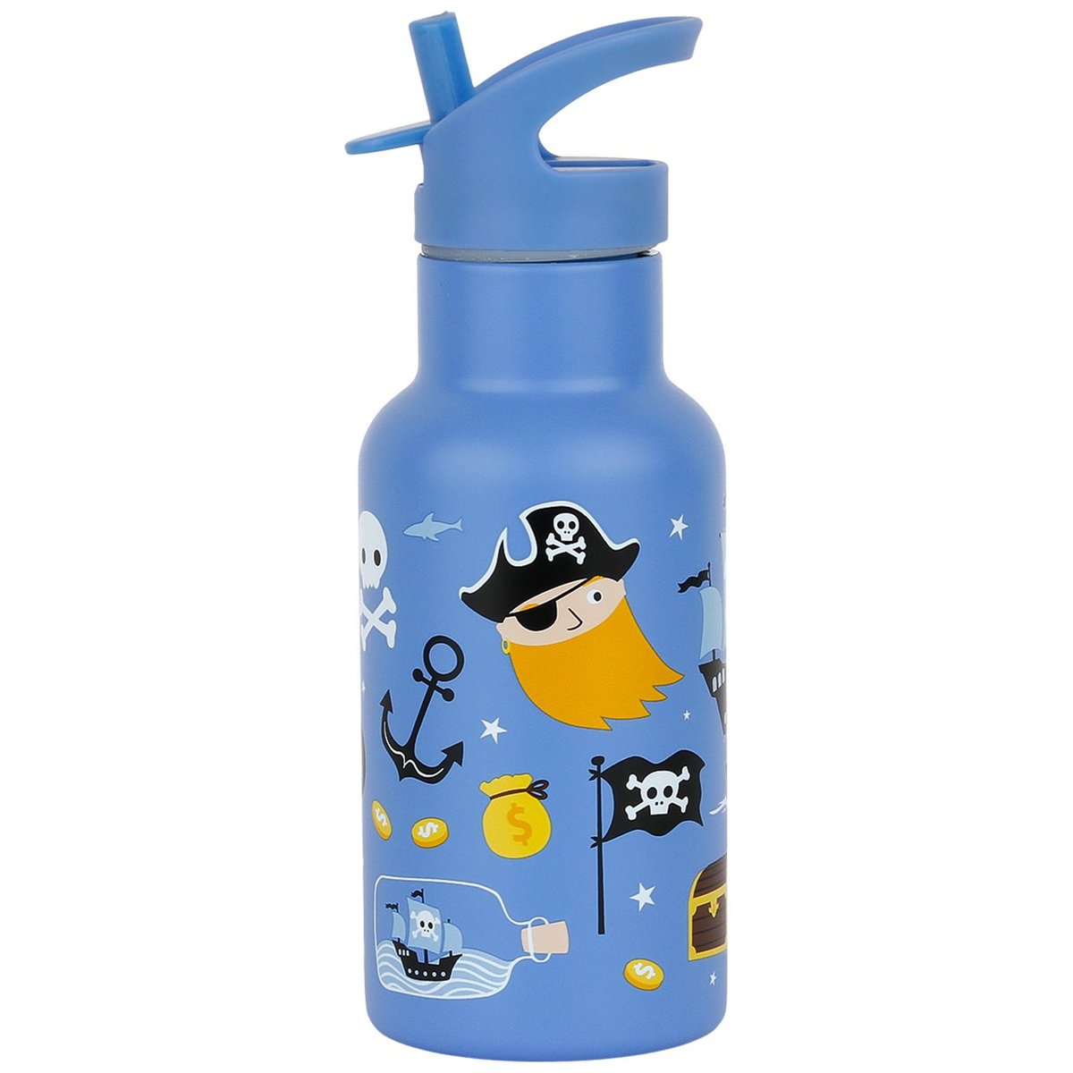 Gourde isotherme bleu, noir, jaune, A LITTLE LOVELY COMPANY
