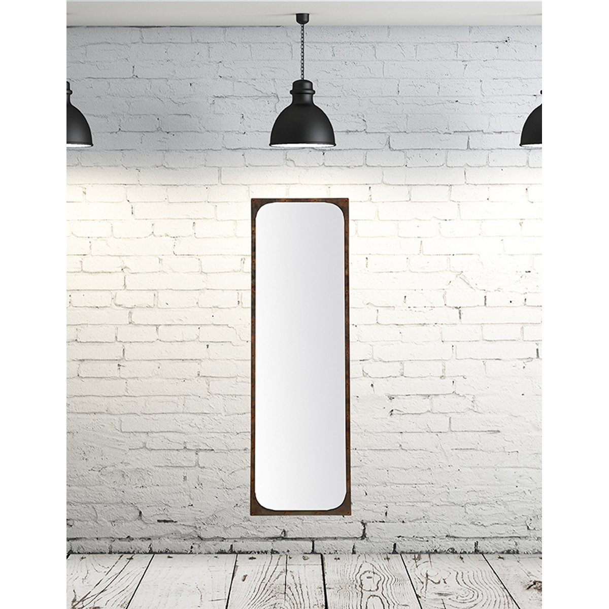 Miroir industriel rectangulaire avec rivets 40x140cm marron, EMDE