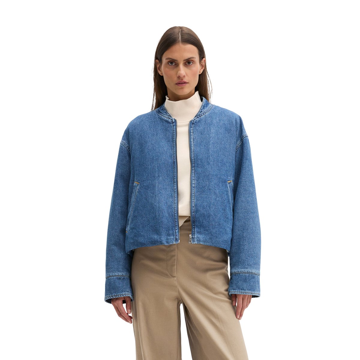 Blouson en jean matelassé regular en mélange de lyocell et de coton bleu clair, MARC O'POLO