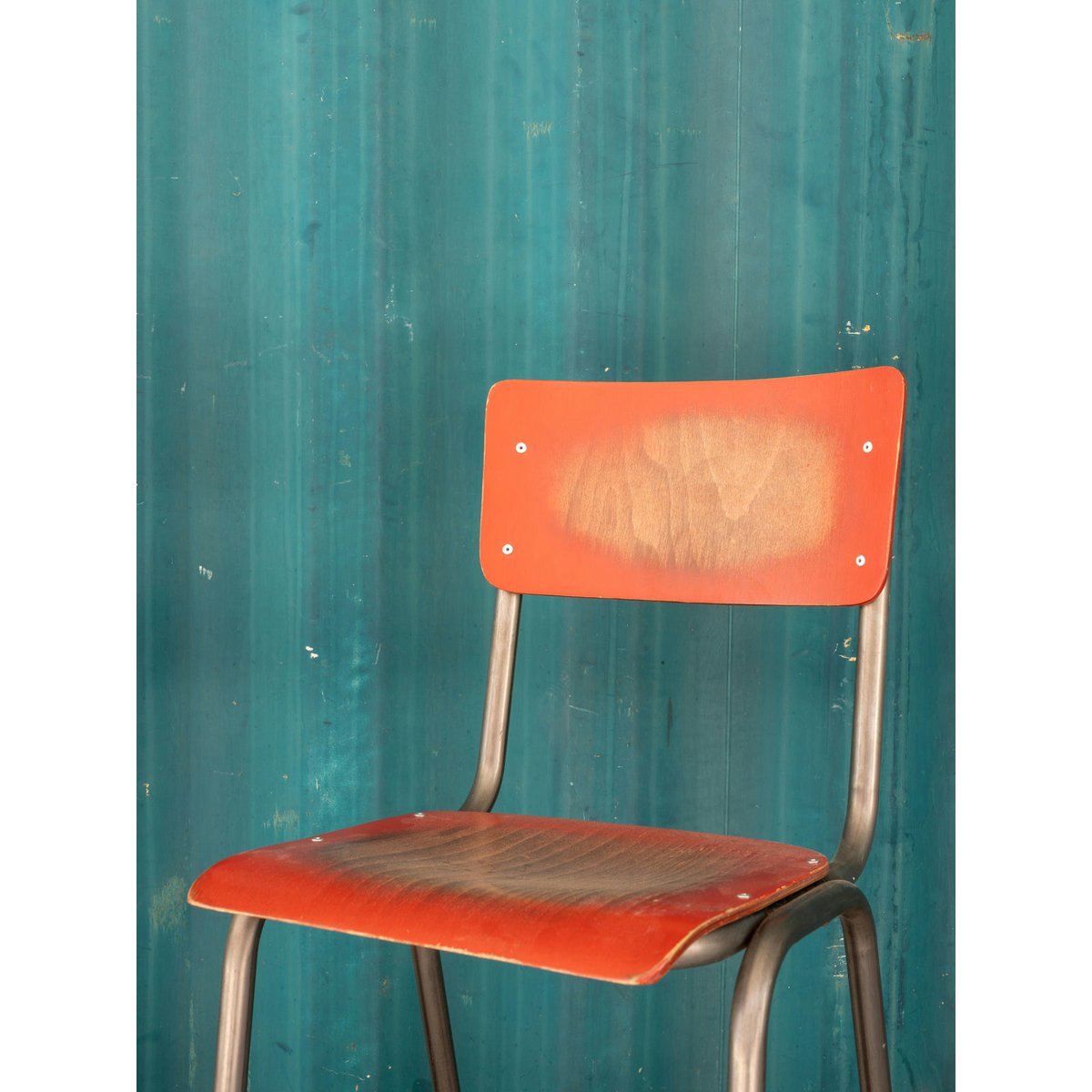 Paire de chaises hautes en bois et métal Alma N°1710 - Bon état gris, DEBONGOUT