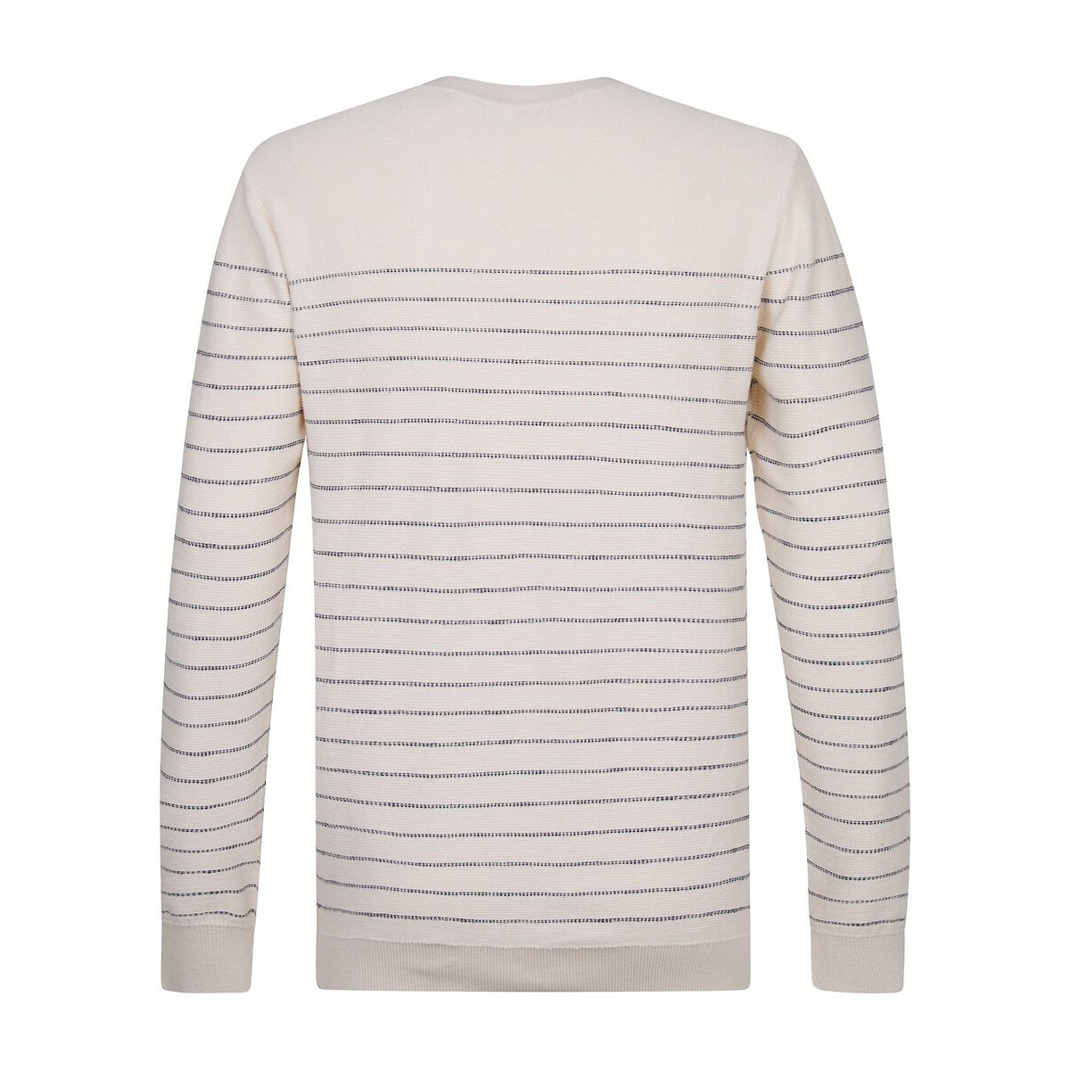 Pull en fine maille col rond ecru/marine, PETROL INDUSTRIES