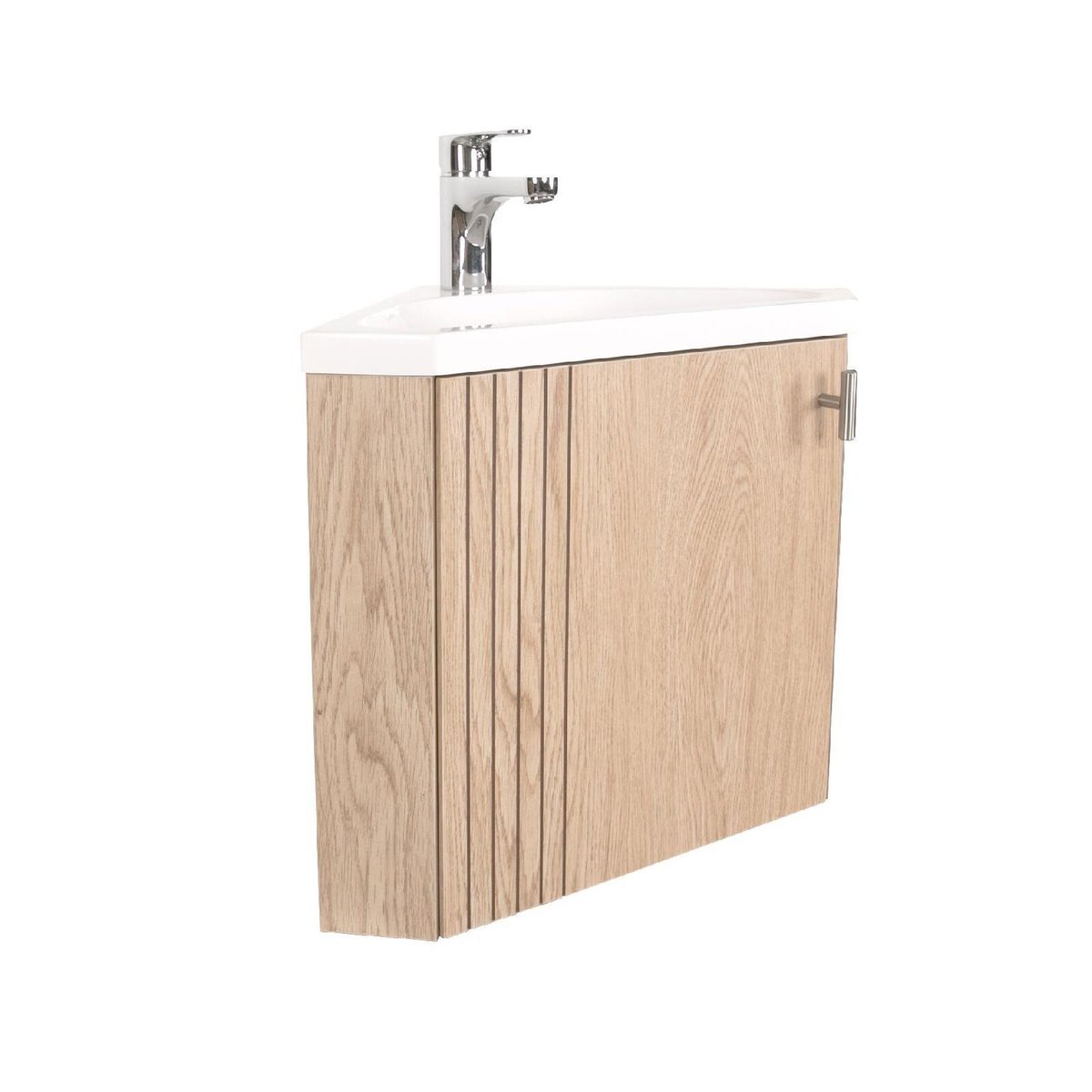 Ensemble meuble lave-mains d'angle + robinet KODA décor chêne, MOB IN