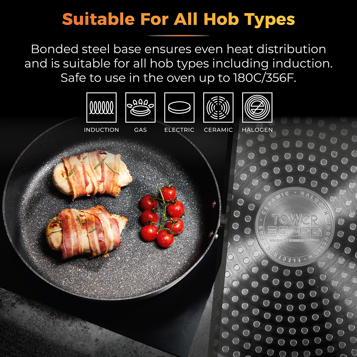 32cm Precision Non-Stick Frying Pan black, TOWER