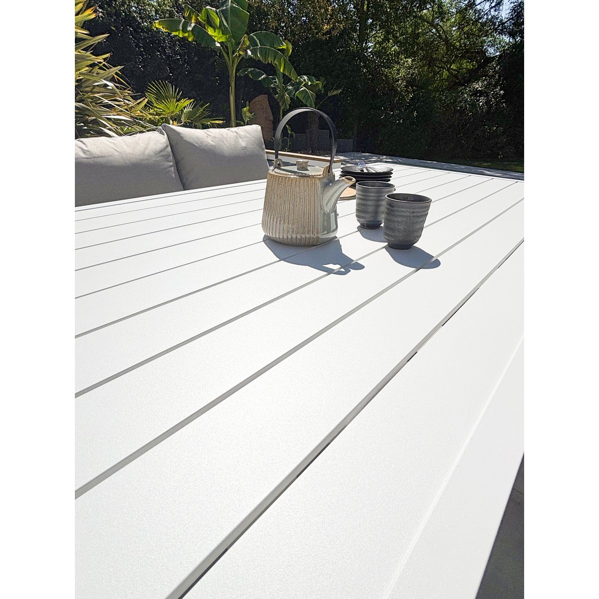 Ensemble repas de jardin 9 places MAJARI blanc, REMARQUABLE