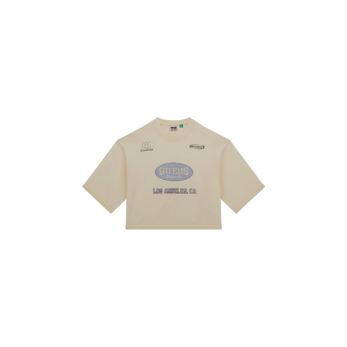 T-Shirt Cropped Imprimé blanc, GUESS