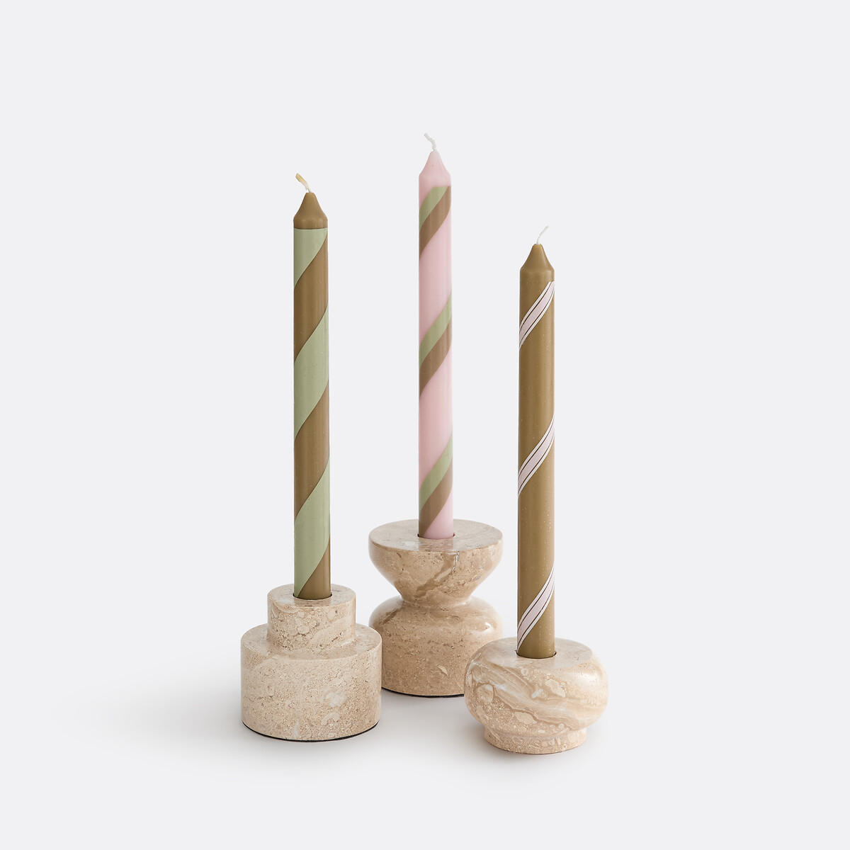 Set of 3 Georgio Striped Candles multi-coloured, LA REDOUTE INTERIEURS