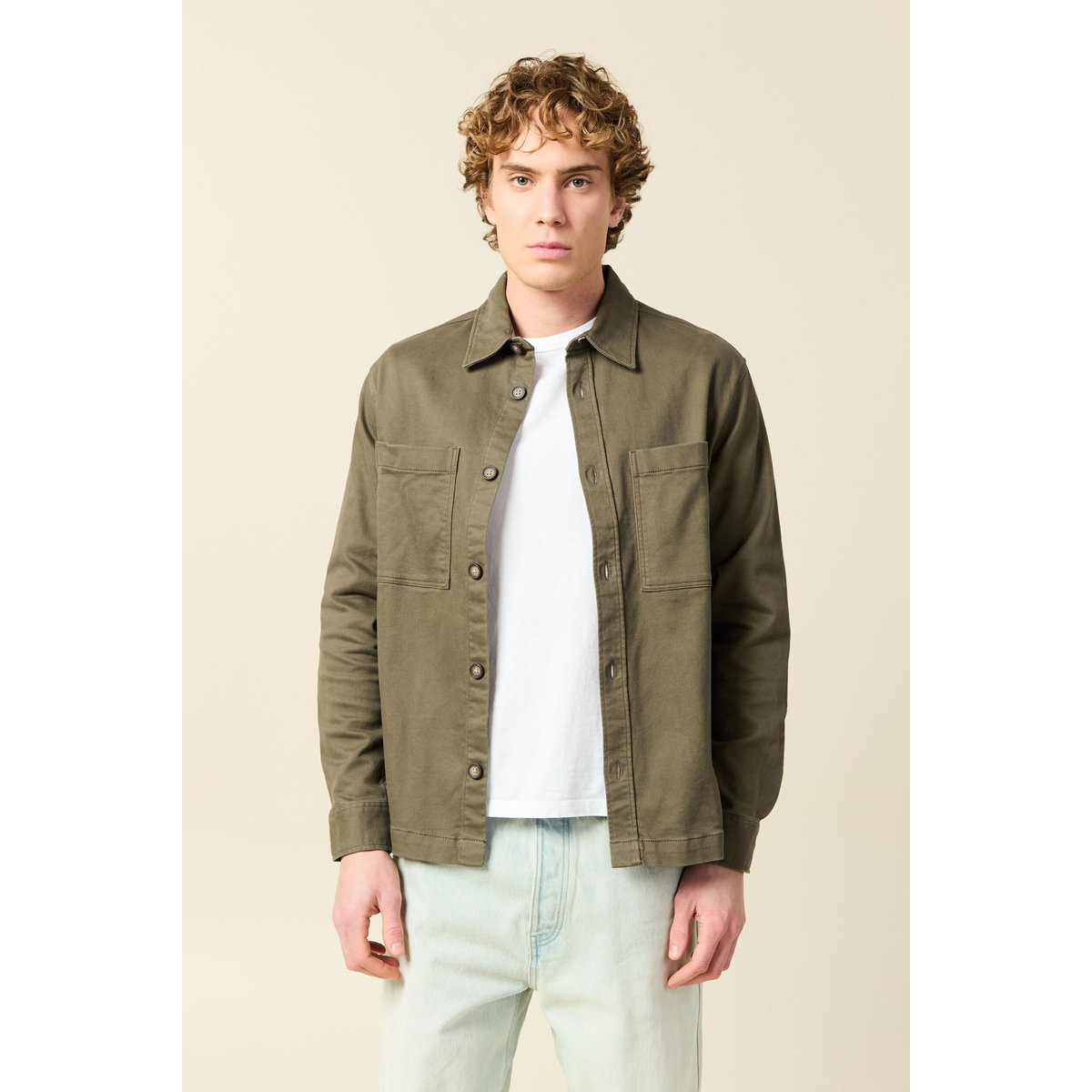 Surchemise manches longues taupe, BONOBO