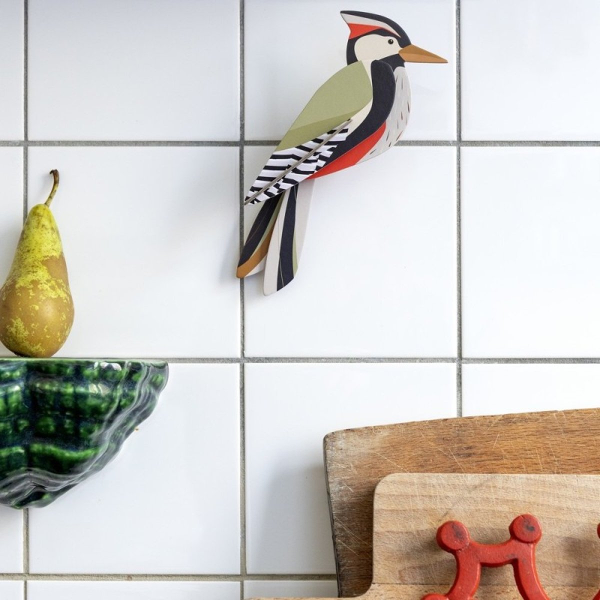 Oiseau décoratif carton pivert Woodpecker multicolore, STUDIO ROOF