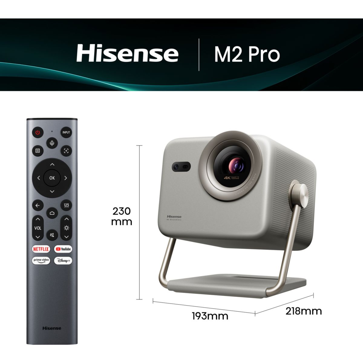 Vidéoprojecteur home cinéma Laser Mini Projecteur M2 Pro - Ultra HD -1300 lumens - VIDAA gris, HISENSE