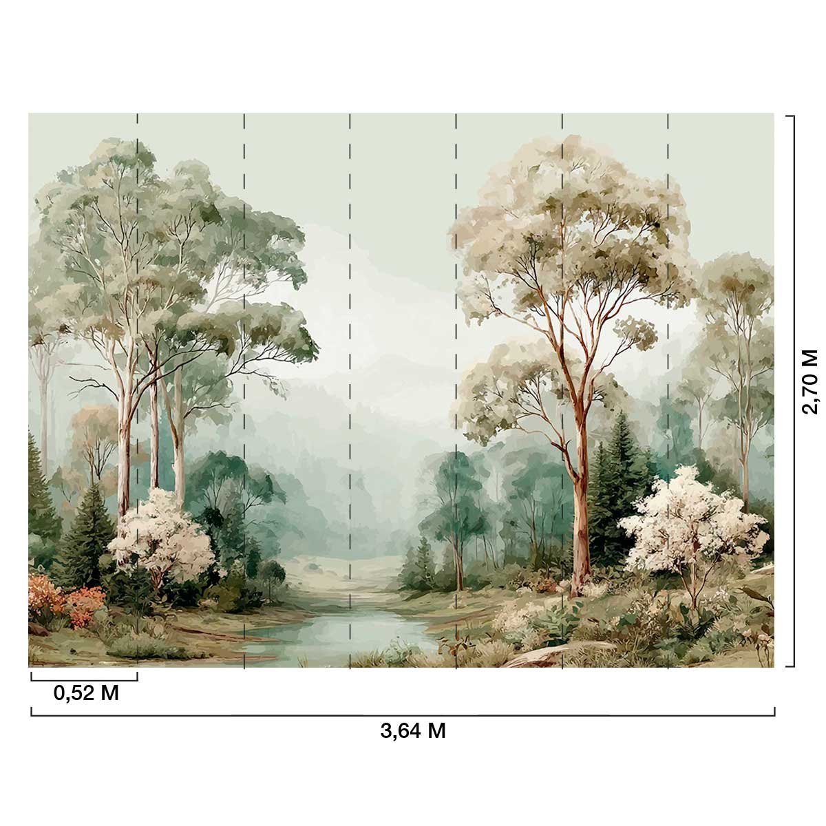 Papier peint forêt Eucalyptus Sauvage vert, HEXOA