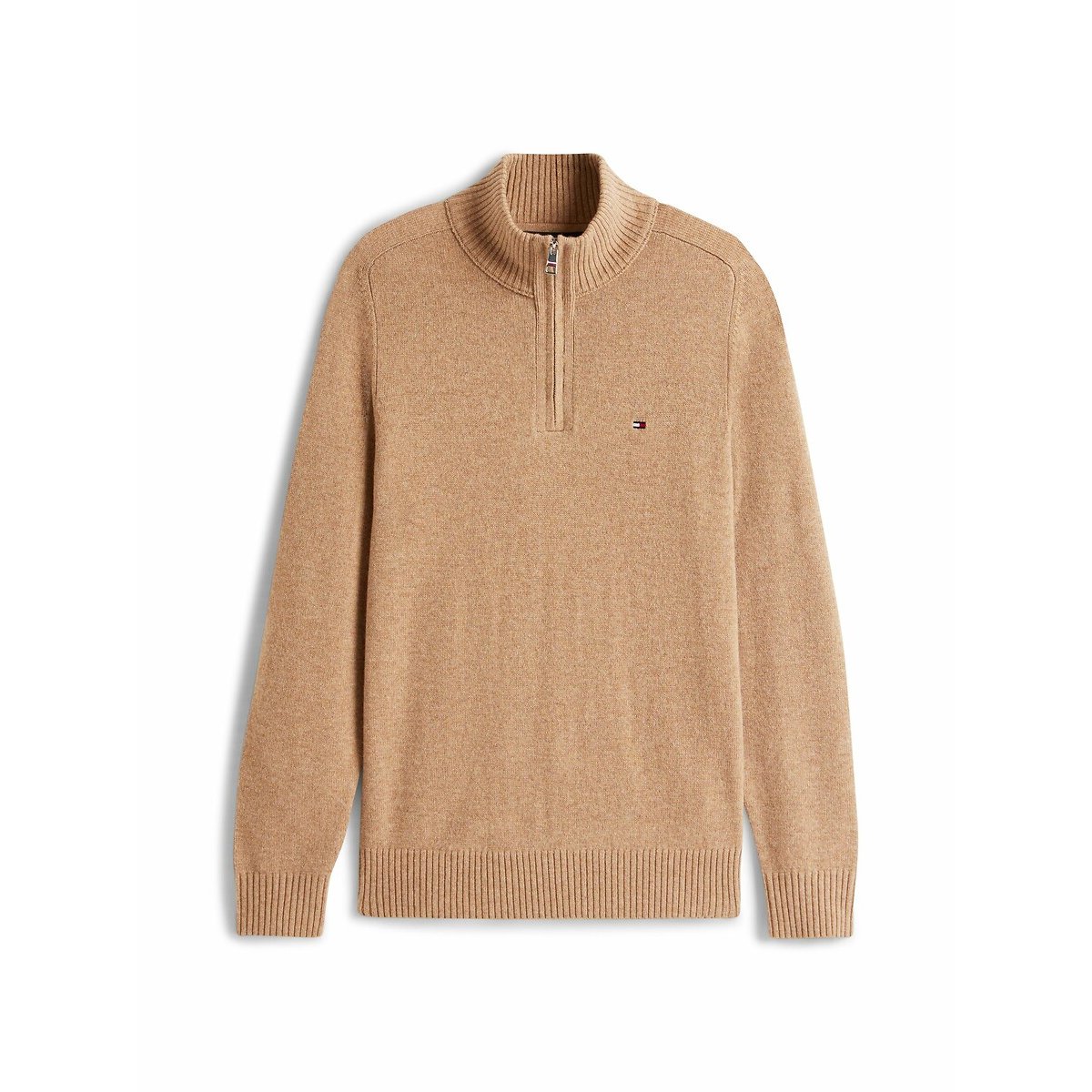 Lambswool Half Zip Jumper light brown, TOMMY HILFIGER