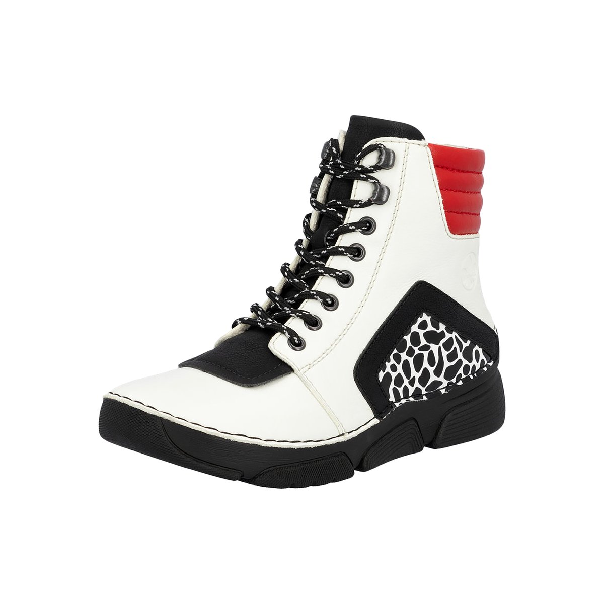Bottines écrues à talon compensé bas avec des lacets et un zip latéral écrues, RIEKER