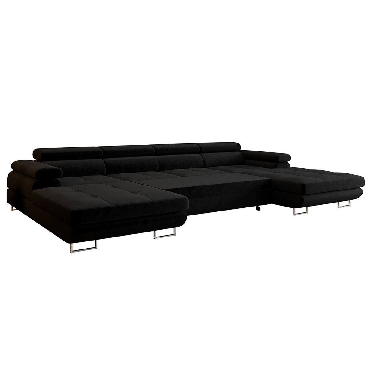 Canapé Panoramique Convertible 7 places - AYDEN noir, BEST MOBILIER